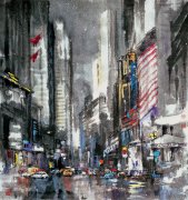 雨洒华尔街（96cmX90cm）2004年