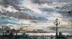 列宾美术学院门前的天空和海（96cmX160cm）2007年