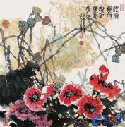 池塘秋雨后 红荷依然红（69cmX68cm）